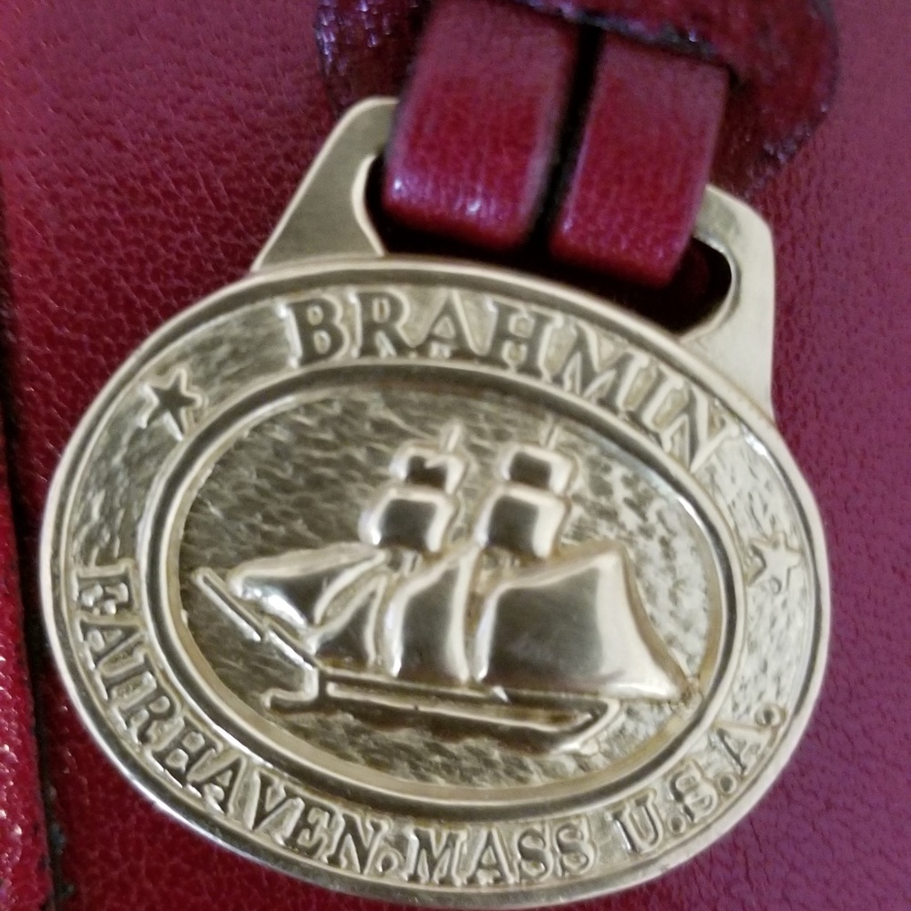 Red Smooth Leather Brahmin Crossbody Bag
